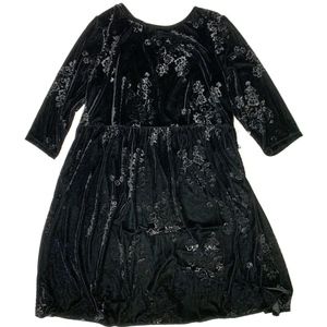 Woman Within Black Velvet Babydoll Dress